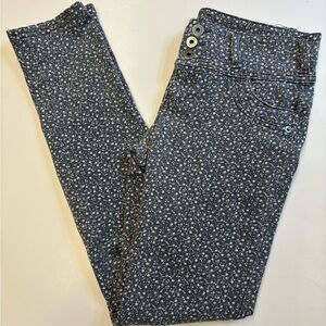 Newport Jeans dainty floral skinny print zip & button fly midrise jeans size XS